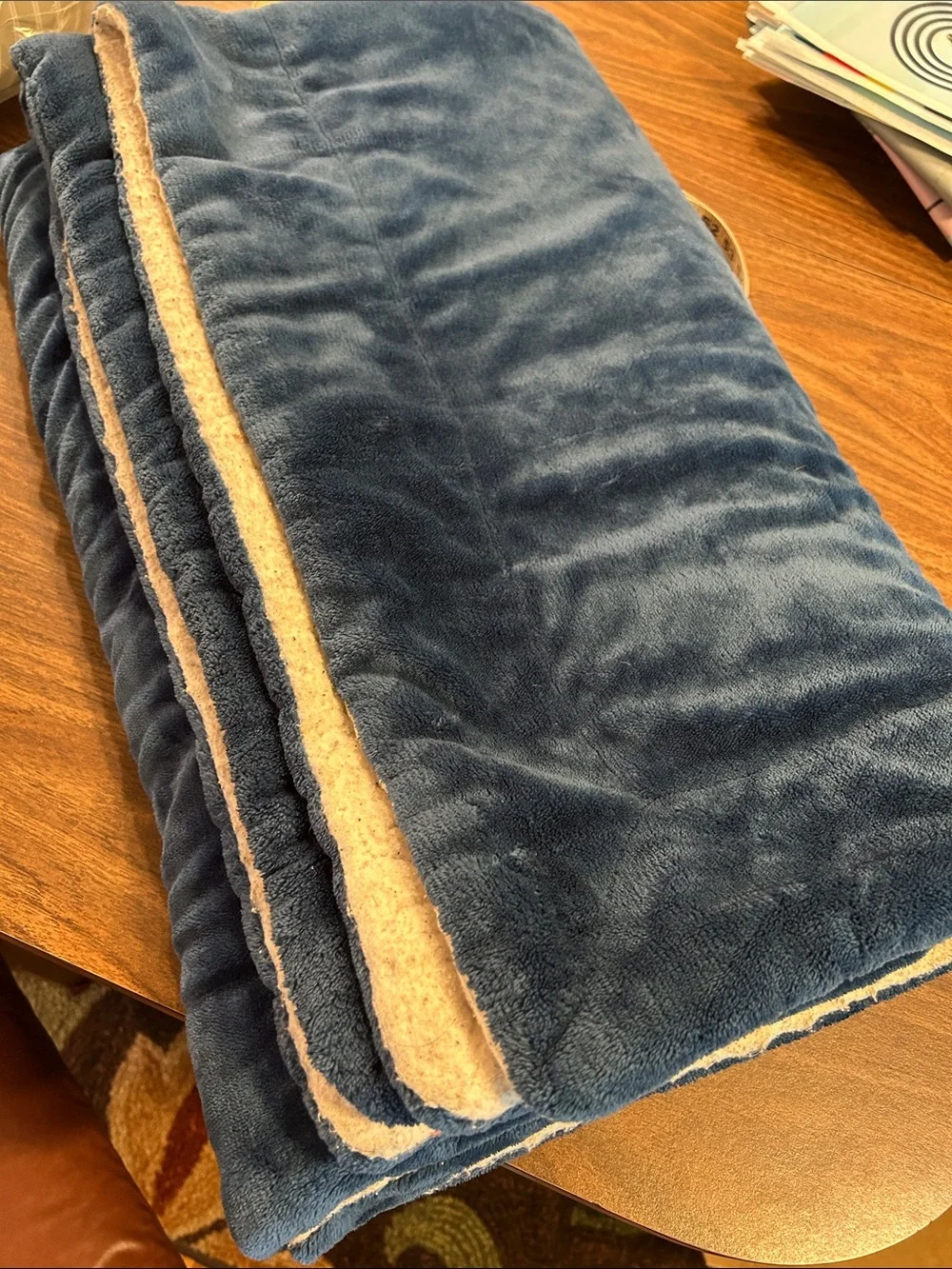Plush Reversible Blue Sherpa Throw Blanket - Cozy Home Bedding